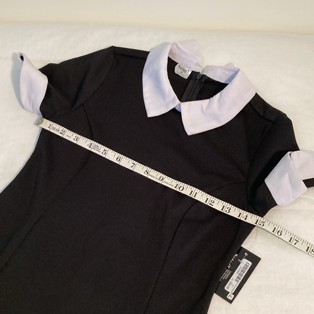 Spirit Halloween dress Peter Pan collar short sleeves S free earrings - Picture 10 of 16